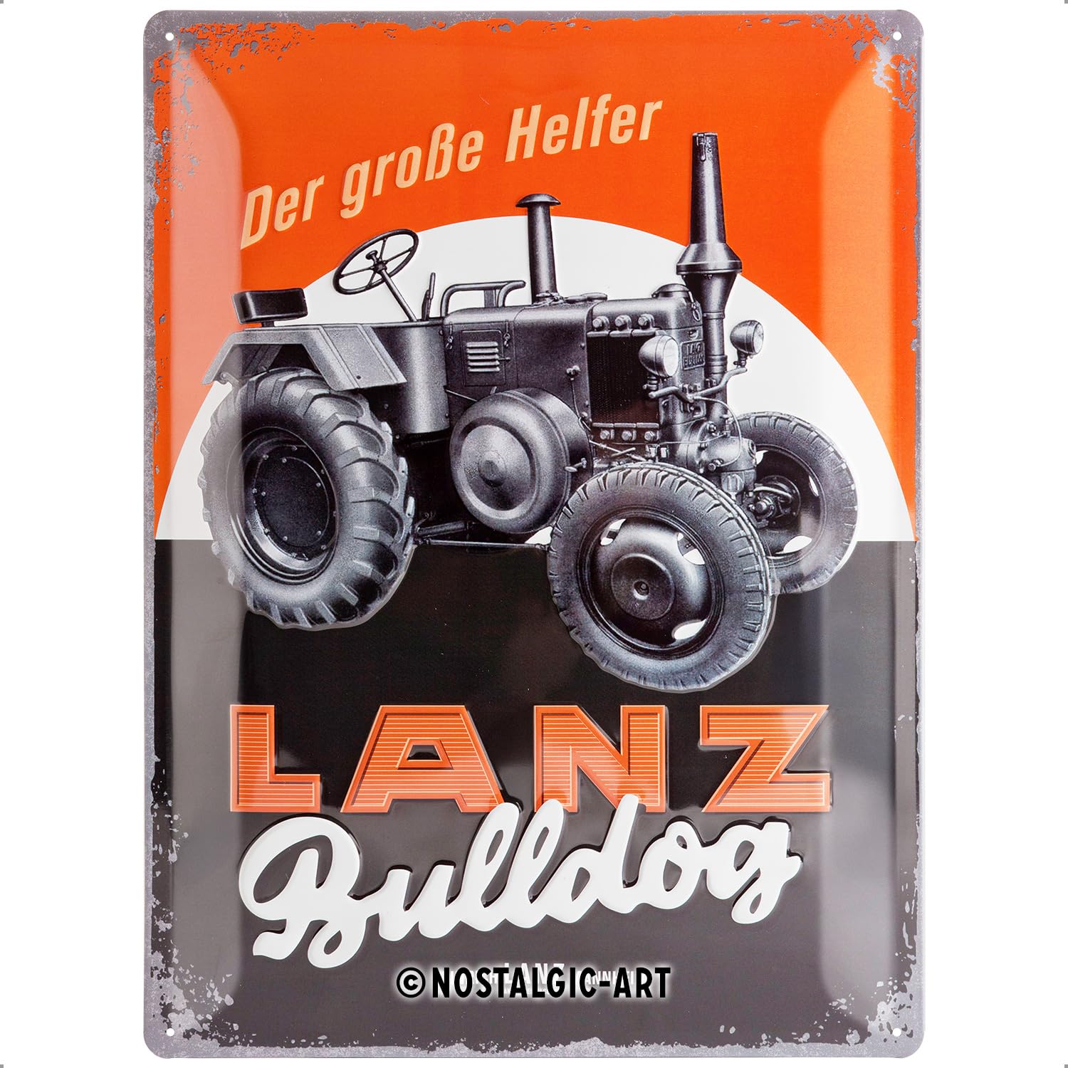 Nostalgic-Art Retro Tin Sign – Farmlands – Lanz Bulldog – Gift idea for tractor fans, Metal Plaque, Vintage design for wall decoration, 30 x 40 cm