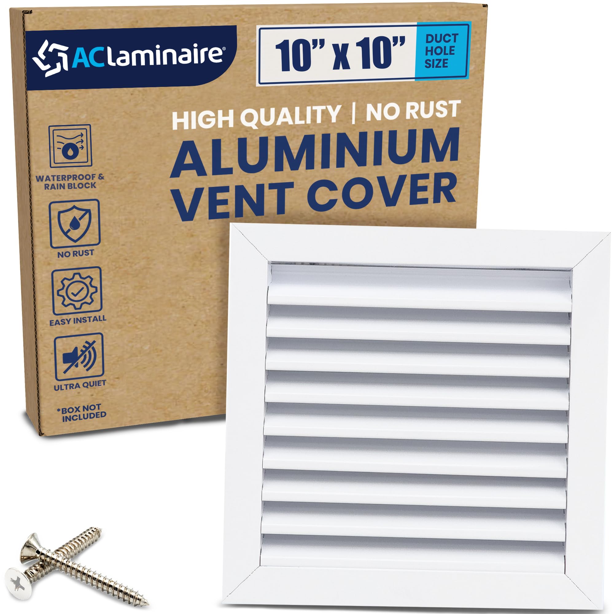 Photo 1 of [10 x 10 Duct Hole] Vent Cover. Aluminum Exterior Return Grille HVAC Sidewall - Outside Air Louver Waterproof & Rain Block. Return Grille Outdoor. The Aluminum Never Rust. White [11.6 x 11.6" Face]