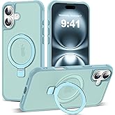 SKYLMW Compatible with iPhone 16 Plus Case with Invisible Magnetic O-Ring Stand Military-Grade Translucent Case for iPhone 16 Plus 6.7" [Compatible with Mag-Safe][Great Grip Feeling], Blue