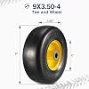 Ogracwheel 9x3.50-4 Flat Free Tire 1/2 and 5/8 Bearings, 3.5- 5-in