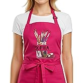 Personalized Art Apron with Pockets, Custom Name Painting Apron for Artists, Students, Teachers, Kids, Canvas, Watercolor, Acrylic, Drawing, Crafts, Classroom, Halloween, Christmas Gift