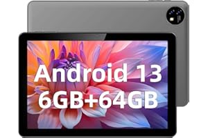 JIKOCXN Tablet 10 inch Android Tablets, Android 13 Tablet, (2+4) 6GB RAM Quad Core Processor 64GB Storage Tablet Computer, GPS, FM, GMS Certification, IPS HD Screen, 6000mAh Long Battery Life (Black)