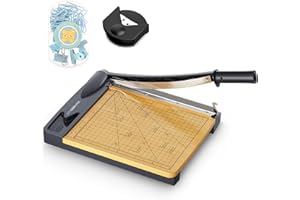 12 Inch Wooden Guillotine Paper Cutter, Heavy Duty Paper Trimmer with 16 Sheets Capacity Paper Cutting Board for Classroom, C