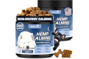 NEXZL 2 Pack Hemp Calming Chews for Dogs 300 Count with Melatonin-Stress & Anxiety Relief Sleep Aid Treats for All Dogs- Fireworks, Thunder, Barking, Separation Vet Approved Made in USA Chicken Flavor