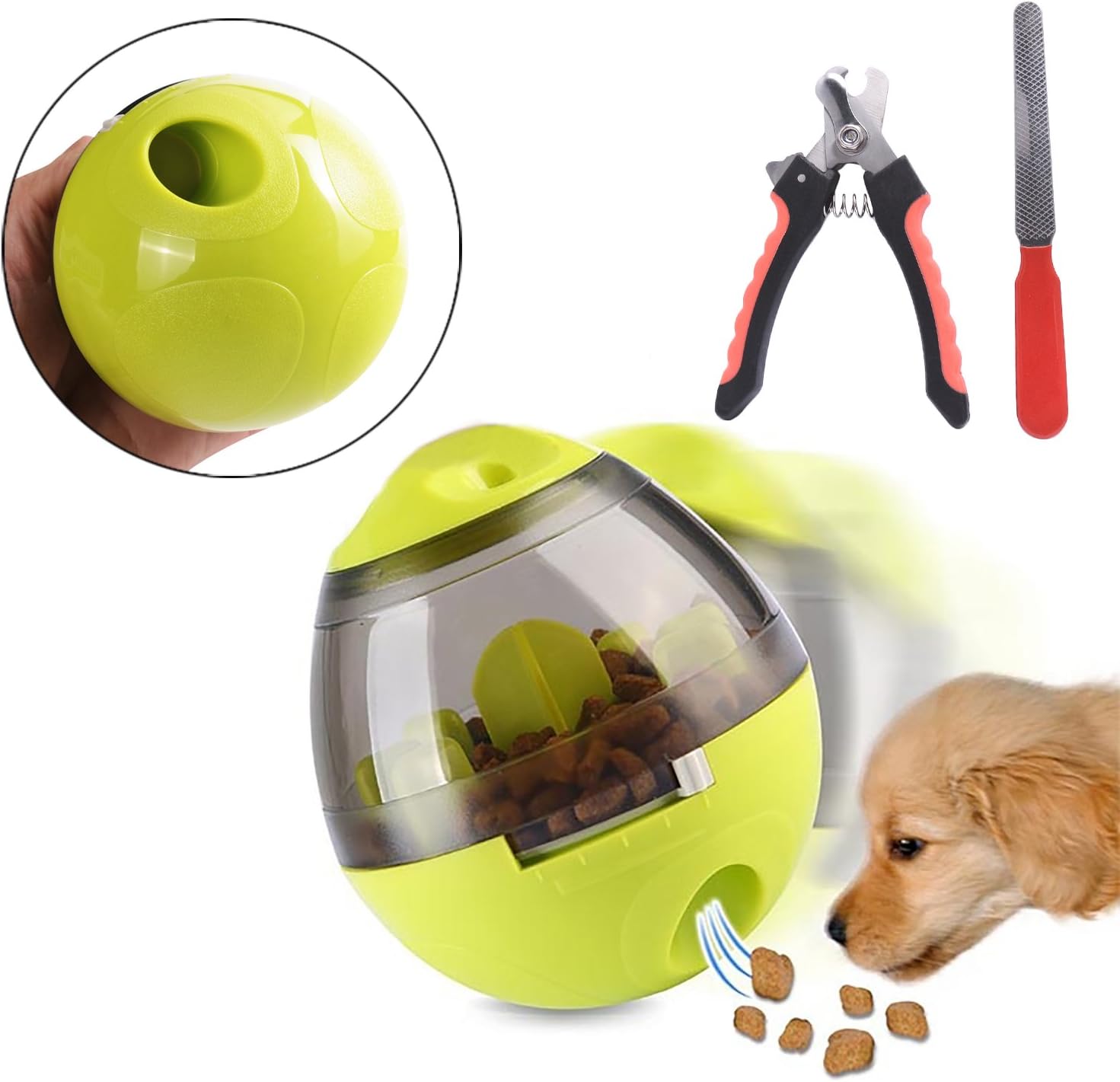 Interactive Pet Toy Pet Food Ball - Fun and Interactive Food Dispenser Ball and Pet Nail Clippers-Best alternative to Bowl Feeding Easy to CLEAN, Interactive Treat-dispensing Ball for Dogs & Cats