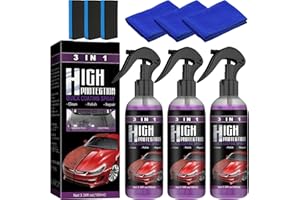 LONNIY 3 in 1 High Protection Quick Car Coating Spray, High Protection 3 in 1 Spray, Newbeeoo Car Coating Spray (3pcs×100ml+3 Sponge+3 Towel)