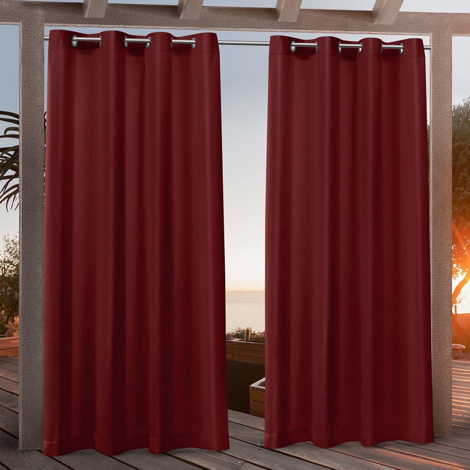 Outdoor Curtains - Nicole Miller Canvas Indoor/Outdoor Grommet Top Curtain Panel, 54