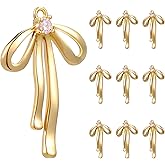 VILLCASE Diamond-Inlaid Bowknot Charms for Jewelry Making Rhinestone Pendants with Loops for DIY Earrings Necklaces Bracelets 10Pcs Polished Gold Bow Charms Accessories