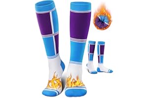 Reamphy 2 Pairs Ski Socks for Men Women - Warm Thermal Over-the-Calf Long Snow Socks for Snowboarding, Hiking, Hunting