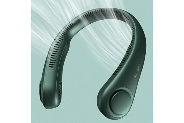 JISULIFE Portable Neck Fan, Hands Free Bladeless Fan, 4000 mAh Battery Operated Wearable Personal Fan, Leafless, Rechargeable