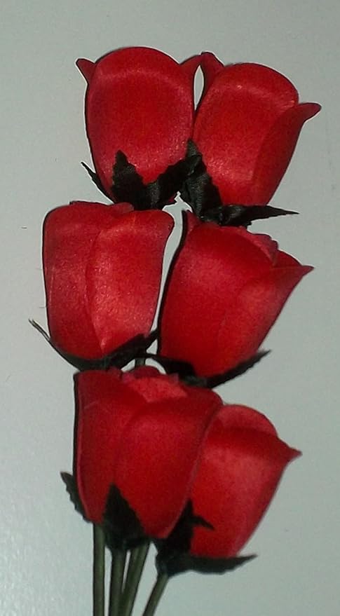 Amazon Com 6 Handmade 1 2 Open Wooden Red Roses Home Kitchen