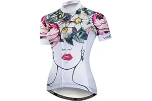 JPOJPO Women Cycling Jersey Short Sleeve Breathable with Pockets Flower