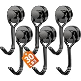 FINDMAG Magnetic Hooks for Cruise Cabins, 6 Pack, 30 LB+, Black | Heavy Duty Magnetic Hooks for Hanging for Locker, Travel, Fridge, Kitchen, Ship and Home, Cruise Cabin Organizers