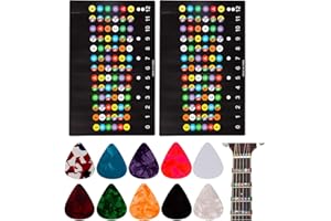 2pcs Guitar Fingerboard Stickers and 10pcs Guitar Picks 6 Acoustic Guitar Strings Fingernote Stickers for Beginner