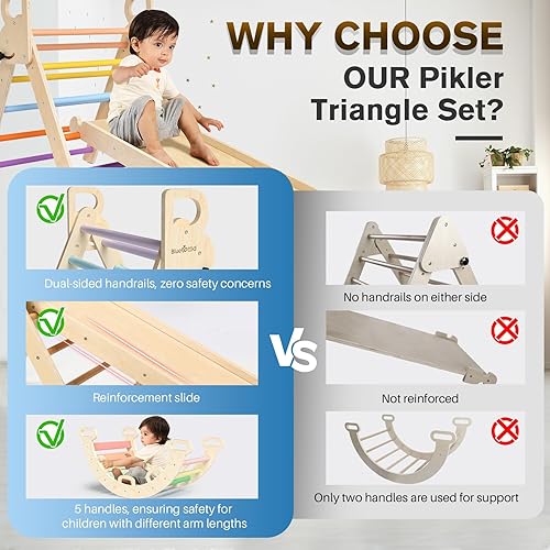 BlueWood Pikler Triangle Set 7in1 Foldable Baby Climbing Toys