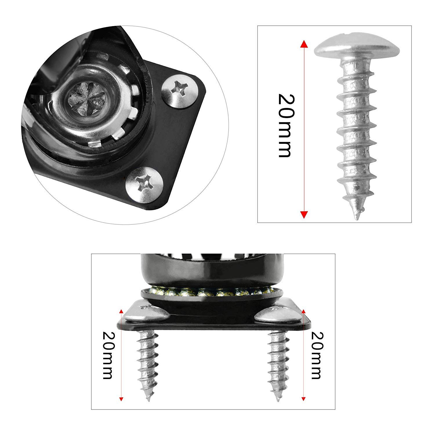 Moogiitools 2" Caster Wheels Set of 4, Heavy Duty Casters with Brake, No Noise Locking Casters with Polyurethane (PU) Wheels, Swivel Plate Castors Pack of 4: Industrial & Scientific