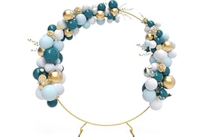 Sunnacate Balloon Arch Stand, 6.56 Ft Stable Golden Circle Balloon Arch Frame Round Backdrop Stand for Wedding Birthday Party Baby Shower Decoration