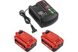 UGLOEY 2Pack 20V 6.0Ah V20 Lithium ion Batteries Replacement V20 Craftsman 20V Lithium Battery and Charger Kit for Craftsman CMCB202 CMCB204 CMCB206 CMCB201 CMCB100 CMCB124