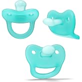 Smilo Newborn Baby Pacifier - 3 Pack of Orthodontic Pacifiers for Babies from 0-2 Months - Expands to Support The Palate During Soothing - BPA-Free - Aqua