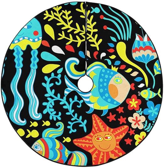 Amazon Com Interestprint Cartoon Sea Live Christmas Tree Skirt 47 Inches Large Xmas Tree Holiday Decoration Home Kitchen