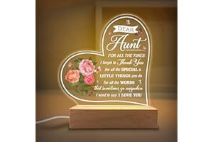 KITCHENVOY Acrylic Night Light Gifts for Aunt - Dear Aunt I Love You - Aunt Gifts from Niece and Nephew - Christmas, Thanksgiving, Birthday Gifts for Aunt