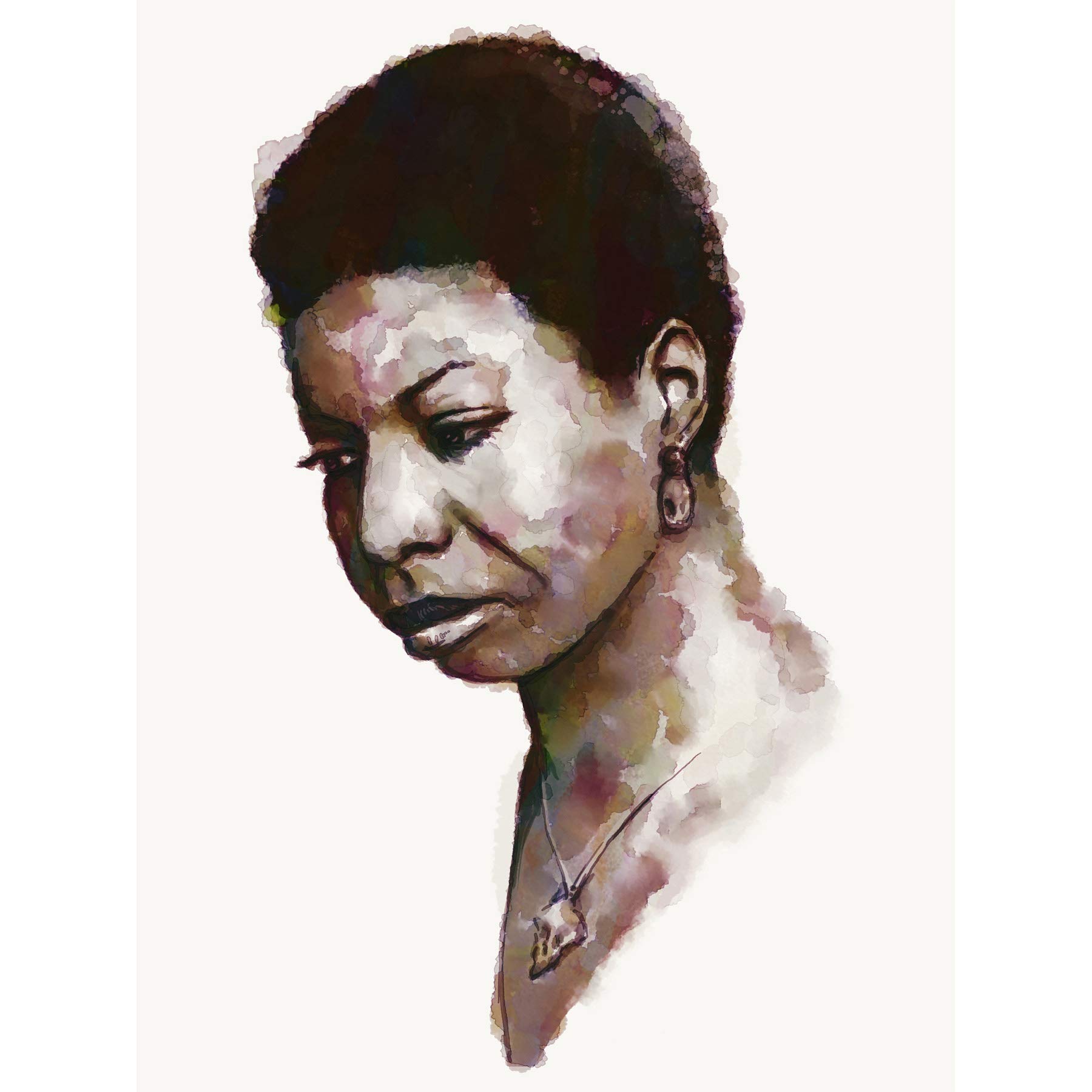 Wee Blue Coo Nina Simone Watercolour Portrait Chris Evry Picture Art Canvas Print