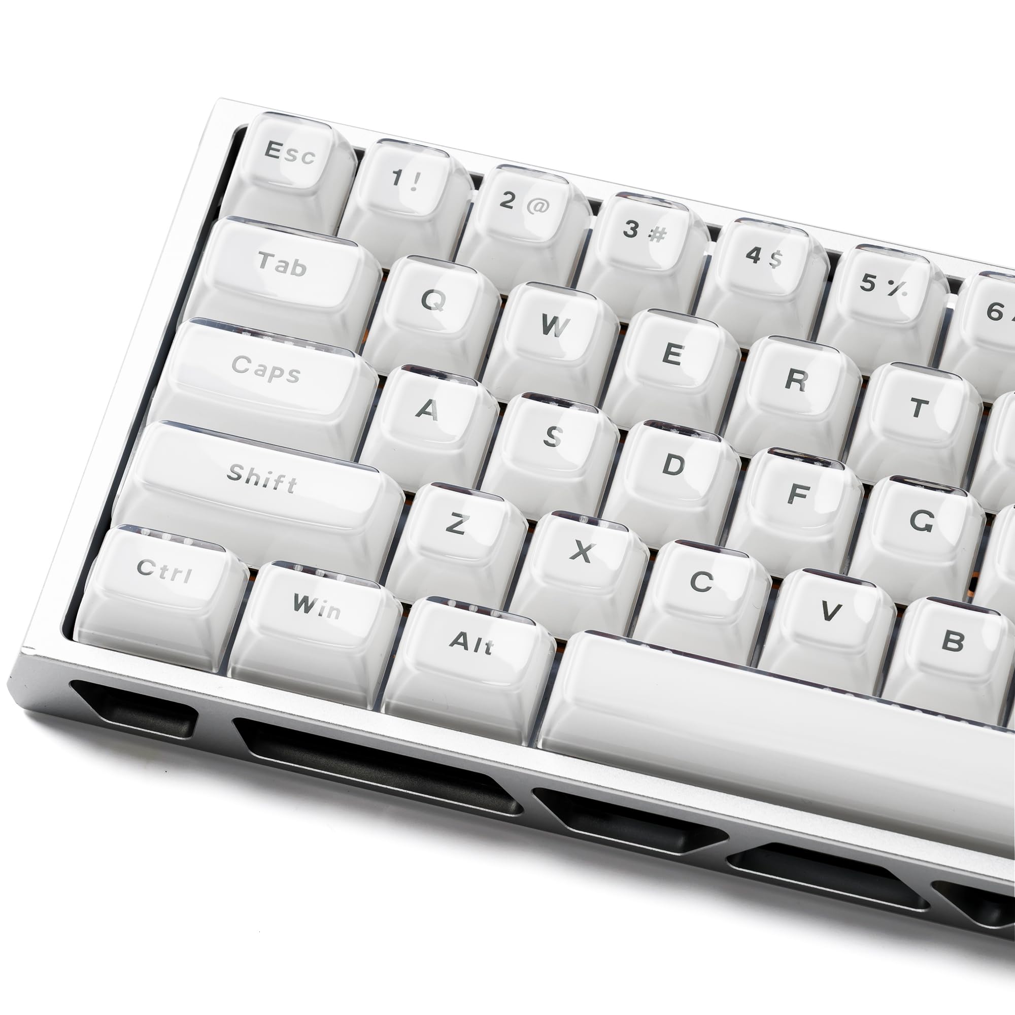Photo 1 of GMKWTL XVX White Crystal Jelly Keycaps, Clear Translucent Keyboard Keycaps OEM Profile Keycap Set Compatible with 61/68/84/87/98/100 ANSI Layout MX Switches Mechanical Keyboard