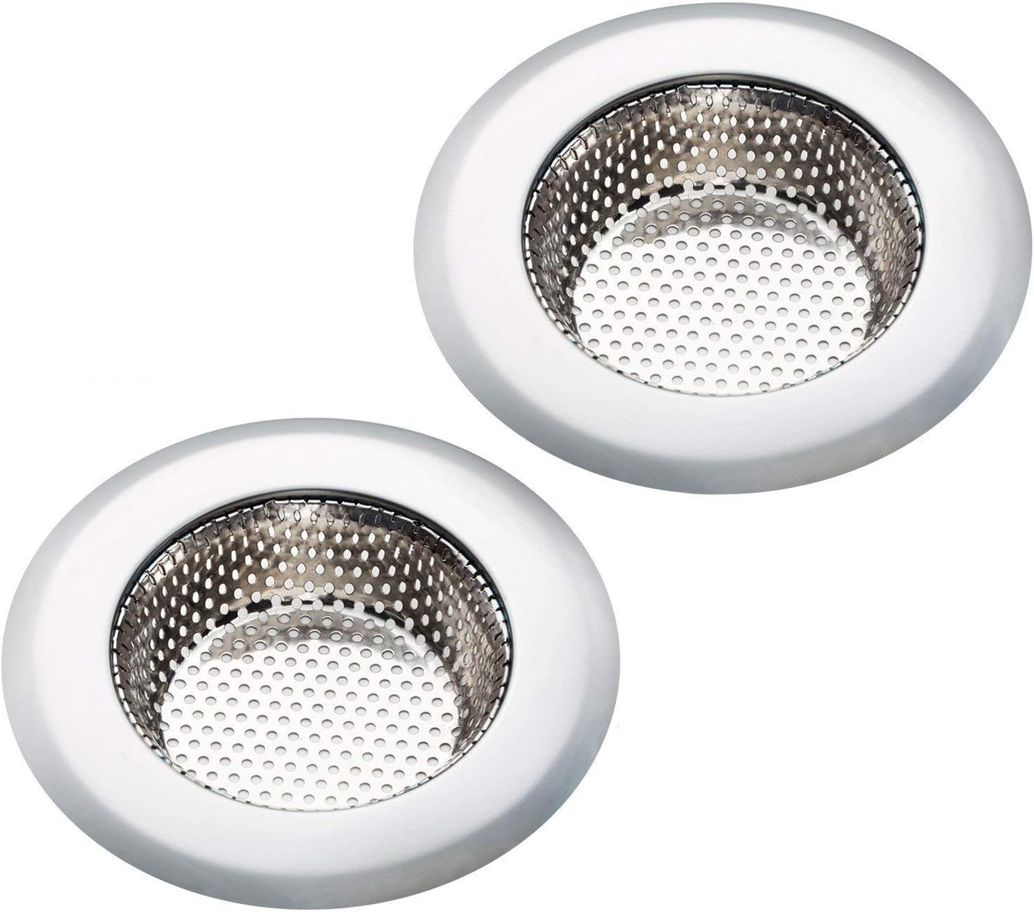 Stainless Steel Kitchen Sink Strainer 2PCS Large Wide Rim 4.5" Diameter
