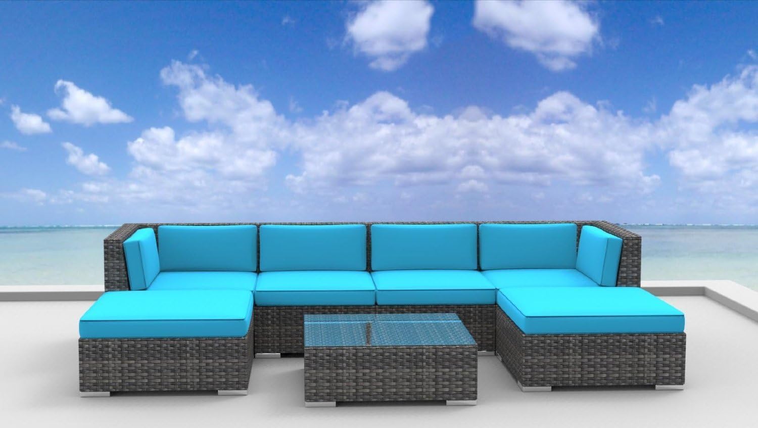 Amazon Com Urbanfurnishing Net Maui Patio Furniture 7 Piece Sea