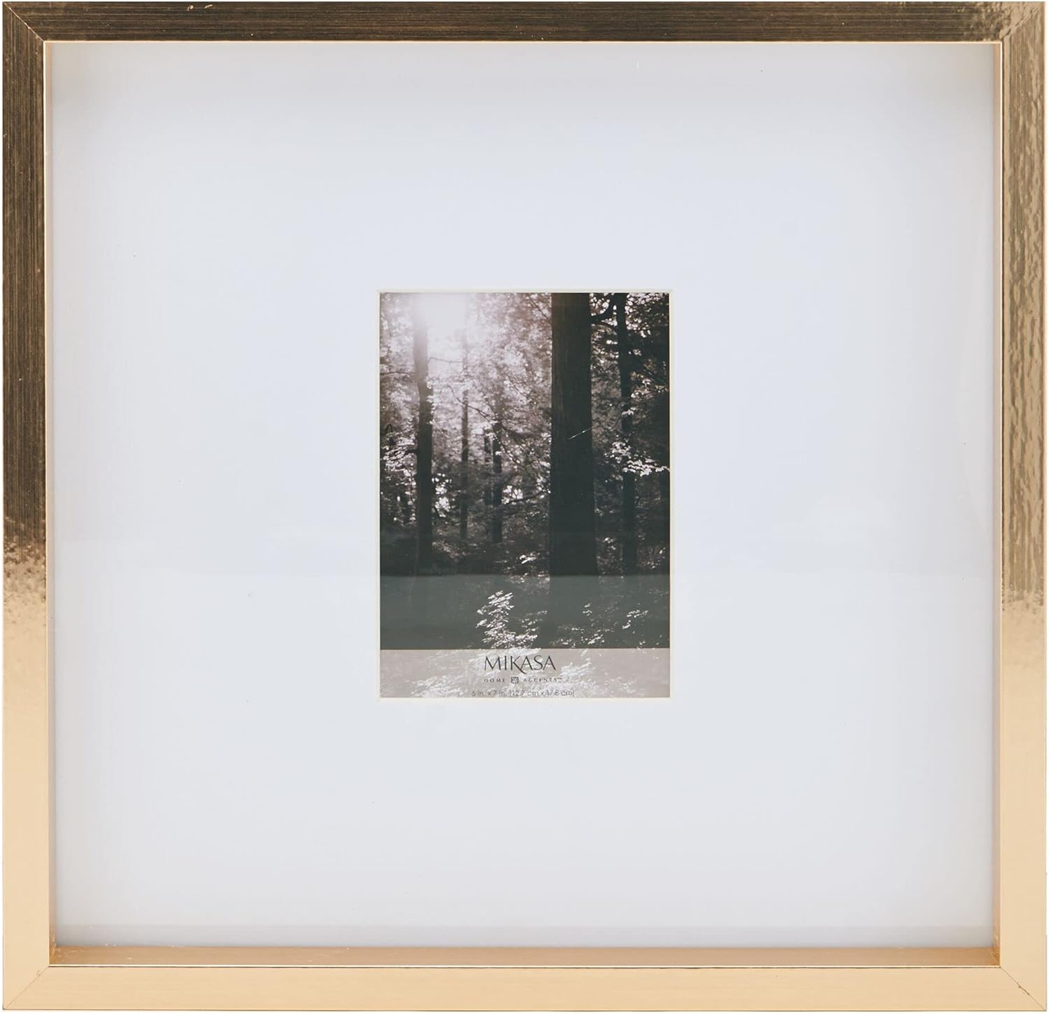 Photo Albums, Frames & Accessories - Mikasa 16x16 in. Gallery Frame 15x15 in. Photo without Mat, 5x7 in. Photo with Mat, 2 mm Beveled Mat, Vertical or Horizontal Display, Gold
