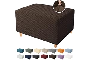 YEMYHOM Ottoman Cover Latest Jacquard Design High Stretch Folding Storage Footstool protector Rectangle Removable Slipcover (Ottoman Small, Dark Coffee)
