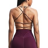 Aoxjox Women's Workout Sports Bras Fitness Julie Crossback Thin Straps Low Impact Bra Yoga Crop Tank