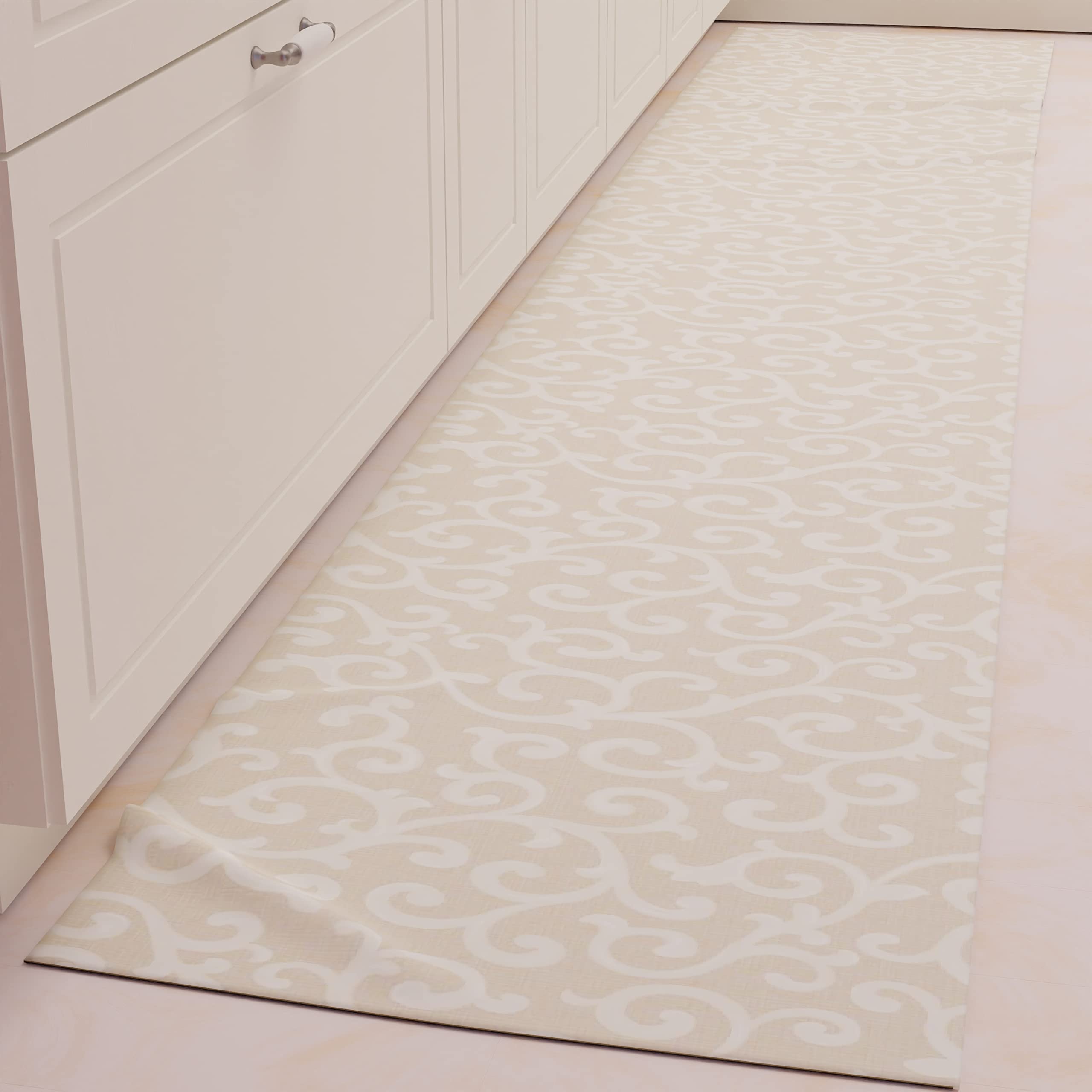 PETTI Artigiani Italiani - Kitchen Rug Runner Kitchen Non-Slip and Washable 52 x 180 cm Design Ghirigoro Beige 100% Made in Italy