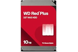 Western Digital 10TB WD Red Plus NAS Internal Hard Drive HDD - 7200 RPM, SATA 6 GB/s, CMR, 512 MB Cache, 3.5" - WD100EFGX