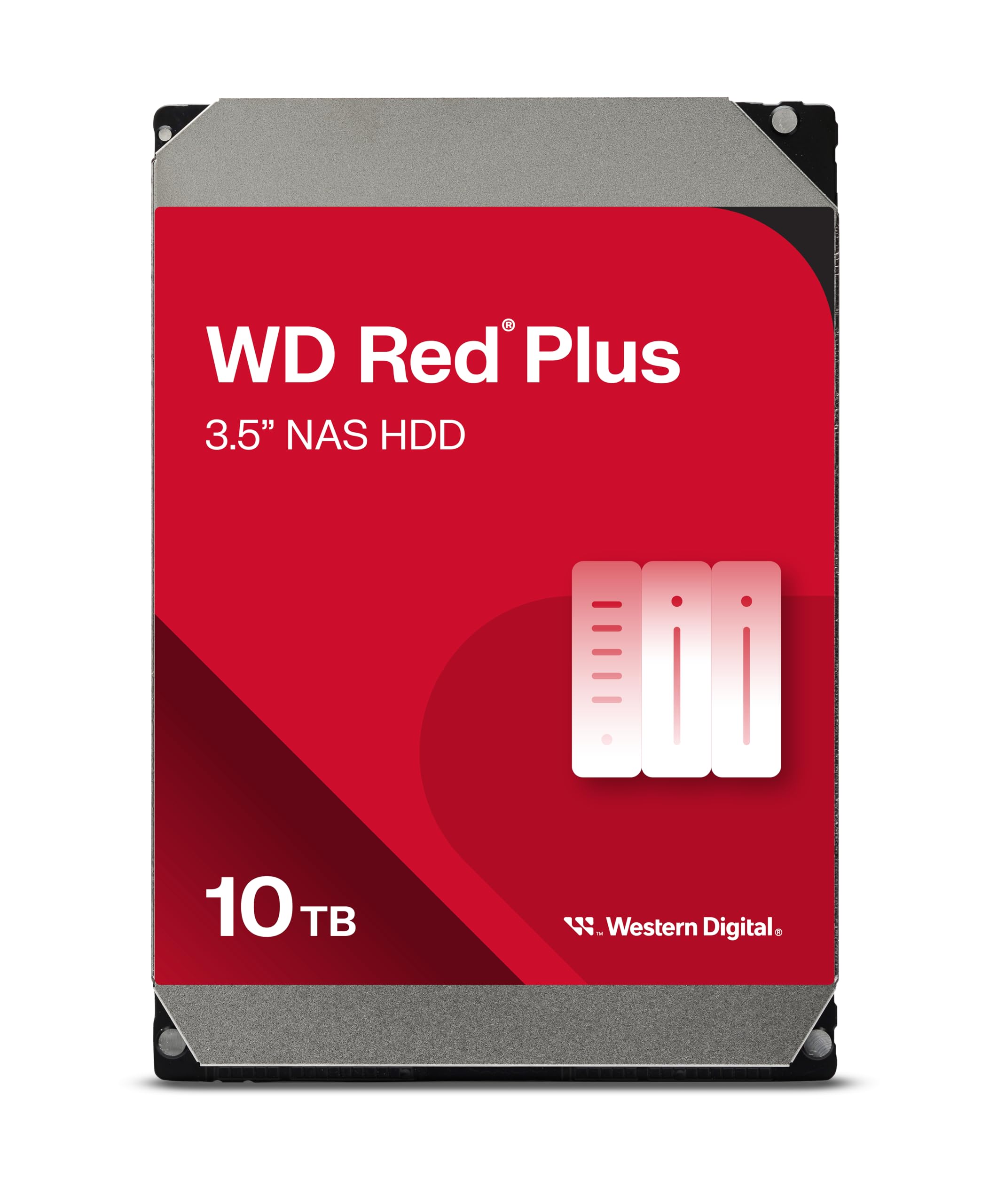Photo 1 of Western Digital 10TB WD Red Plus NAS Internal Hard Drive HDD - 7200 RPM, SATA 6 GB/s, CMR, 512 MB Cache, 3.5" - WD100EFGX