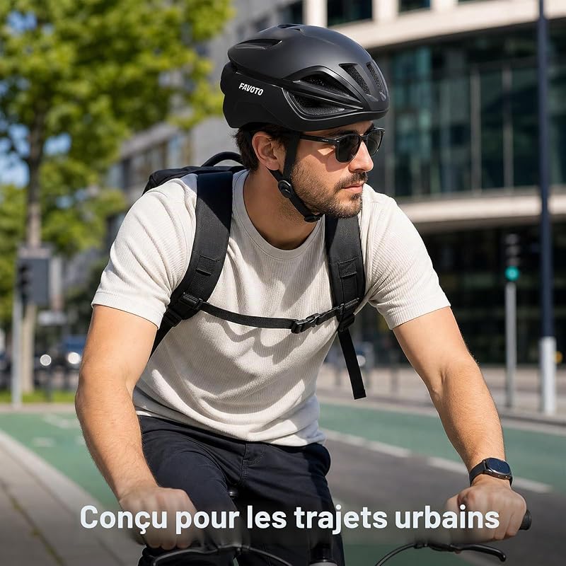 Casque Vélo Adulte Homme Femme - Casque de Cyclisme Léger et Réglable Certifiée CE 15 Aérations Doublure Amovible Taille L 59-61cm Noir Mat
