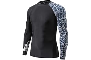 HUGE SPORTS Men's Splice UV Sun Protection UPF 50+ Skins Rash Guard Long Sleeves