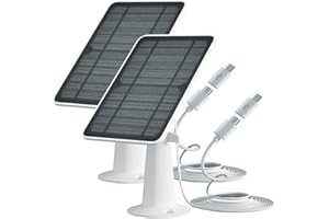 WININMETA Solar Panel Charger Compatible with Eufycam 3/3C/2C/2C Pro/E40/E20/2/2 Pro/E/L20/L40/Solo/SoloCam Spotlight, 5W Solar Panel for Eufy Camera, Micro USB & USB-C Port, 9.8ft Cable, P65 Waterproof, 2 Pack