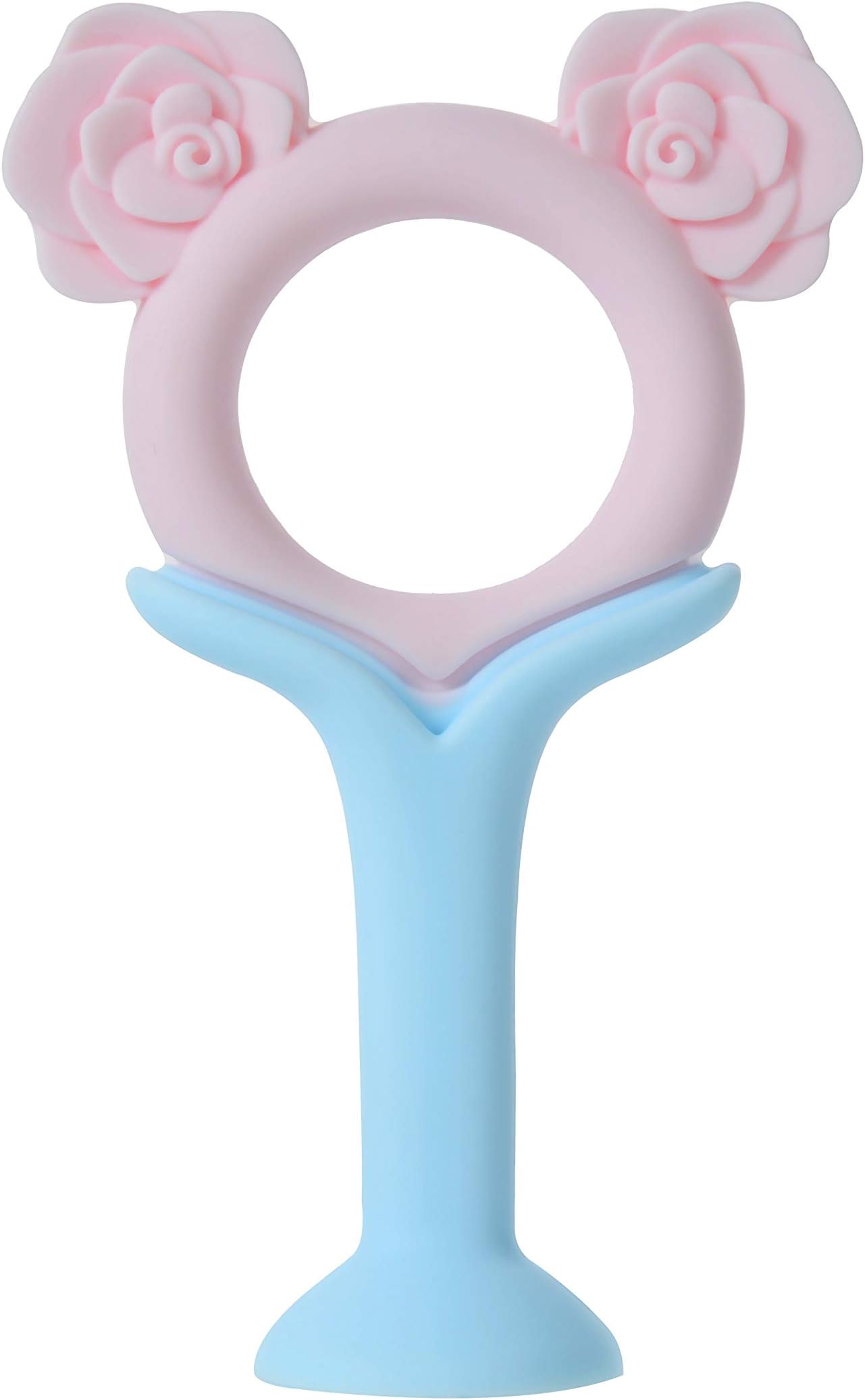 NOYMI Food Grade Baby Teether/BPA Free Soft Silicone Teething Toy（Blue&Pink)