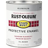 Rust-Oleum Stops Rust Brush On Protective Enamel Paint, Metallic Aluminum | Rust and Corrosion Resistant, Indoor and Outdoor Durability, Beautiful, Long-Lasting Finish on Metal, Wood and More, Quart