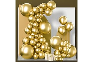 PartyWoo Gold Balloons 140pcs Different Sizes of 18 12 10 5 Inch Gold Balloon Arch Kit Garland for Birthday Wedding Anniversa