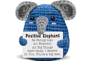 PARTY TONIGHT Handmade Mini Emotional Support Crochet Funny Cute & Positive Crochet Inspirational Gifts for Women Men Friends (Elephant)