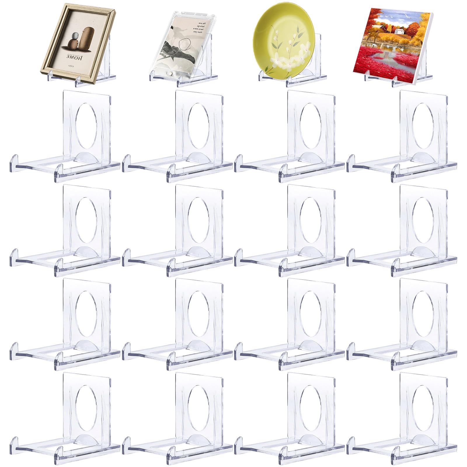 Forreen Plate Stand,16 Pcs Acrylic Display Book,Adjustable Book Stand 2.16" x 1.97",Picture Stan d for Display,Small Plat e Stan d,Multifunctional Displa y Holder for Mobile Phones,Boo ks,Photos