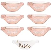 Bachelorette Party Rose Gold Fanny Pack Set | 7 Pack | 1 “Bride” Fanny Pack and 6 Squad Fanny Packs | Bachelorette Party Favors