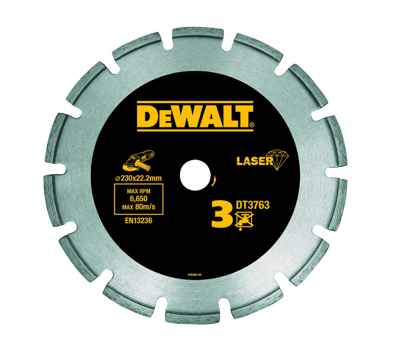 DeWalt DT3763-XJ Diamond Cutting Disc Laser HP3, 230 mm