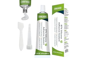 SHIELDOM RTV Silicone Adhesive Sealant 100% Silicone Sealer All-Purpose Caulk Waterproof Stronger Adhesion, Shrink & Crack Proof Caulking for Car, Kitchen, Window, Bathroom, Door (Clear, 3.4 Fl. Oz.)