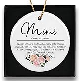 MNASAIOO Mimi Grandma Christmas Ceramic Ornaments Gifts,Mimi Definition Appreciation Gifts for Grandma, Floral Hanging Round Ornament Keepsake for Tree Car, Rustic Flower Holiday Decorations 3in