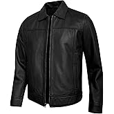 UrbanFocal Vintage Leather Jacket Men - Real Lambskin Classic Turn Down Collar Leather Jackets For Mens