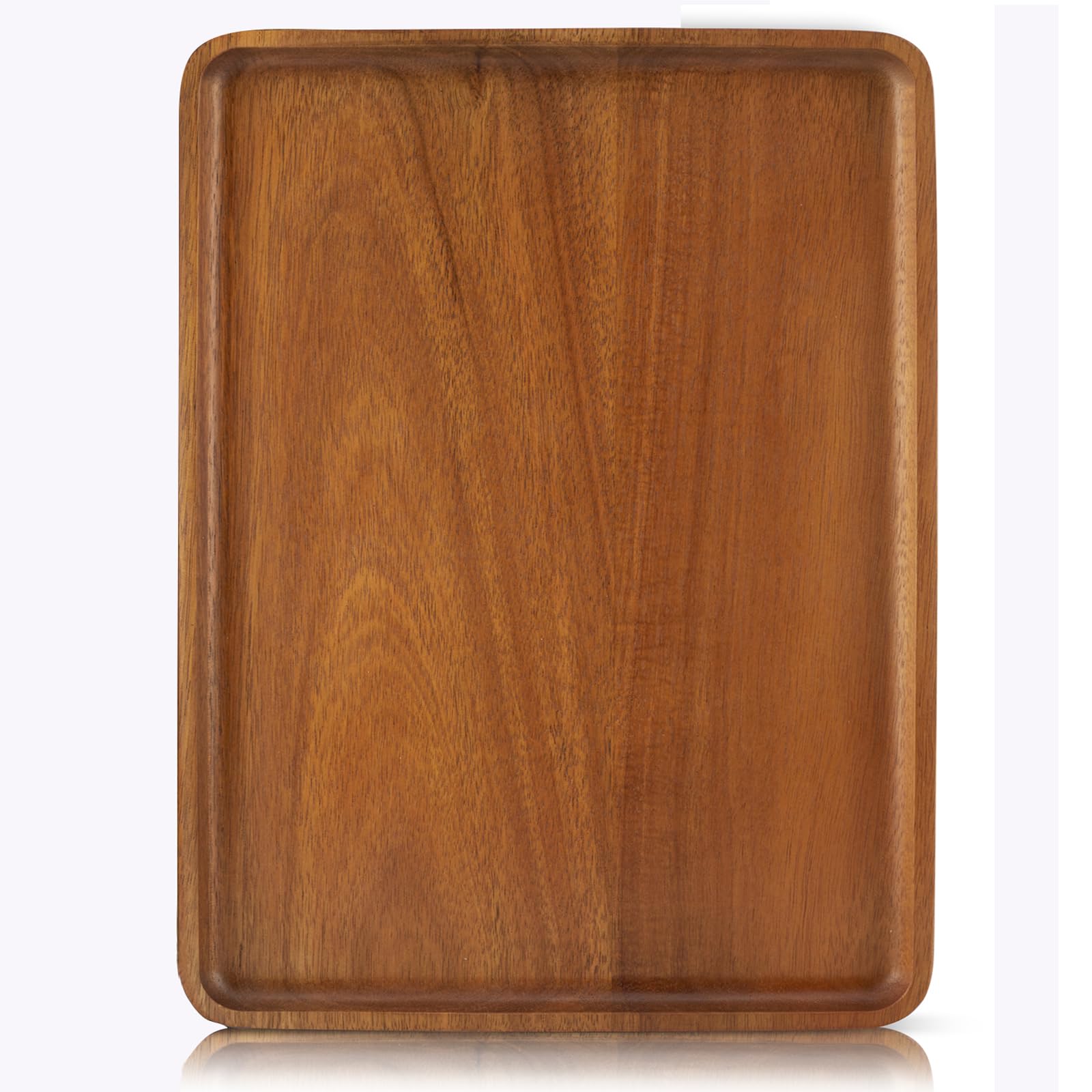 Photo 1 of 16" x12" Large Solid Acacia Wood Serving Trays Rectangular Wooden Serving Platters Natural Wooden Boards for Bar Coffee Party