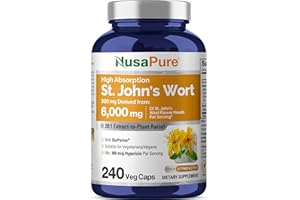 NusaPure St. John's Wort 20:1 Extract, 300 mg Equivalent to 6,000mg 240 Veggie Capsules (Vegetarian, Non-GMO) Bioperine